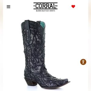 Women’s Black Glitter Inlay Western Corral Boots